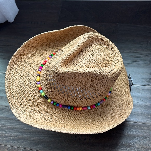 ILLUMA Cowboy paper straw sun hat, beaded band, adjustable - Picture 5 of 12